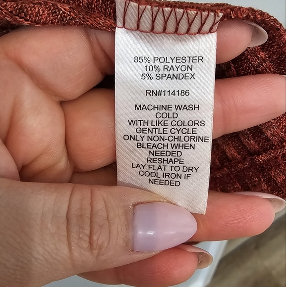 89th Madison Ribbed Rust Orange Cardigan - Picture 3 of 4